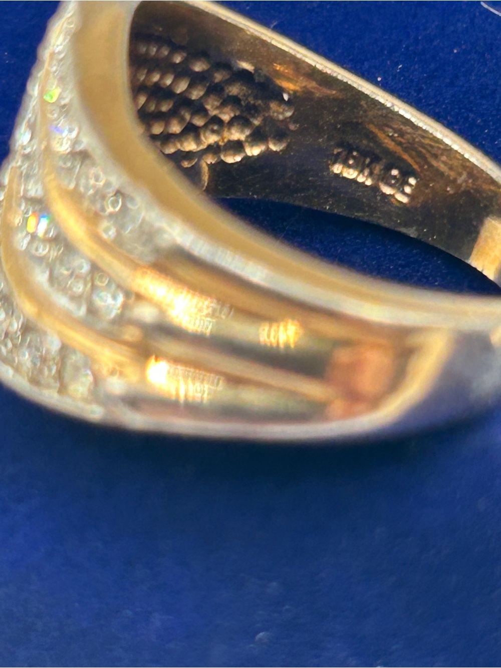 Vintage 18k GE Gold and Silver Wave Crystal Band Ring Sz 7.5 Womens - Picture 6 of 11